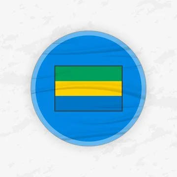 Gabonese Flag in a Circular Emblem Design, Abstract Round Sticker Illustratio Ilustración de archivo