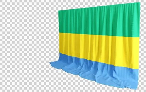 Gabonese Flag Curtain in 3D Rendering Gabon's Natural Beauty Illustrazione stock