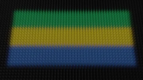 Gabonese Flag Light Shining on Scrolling Bullets Stock Footage 303653615