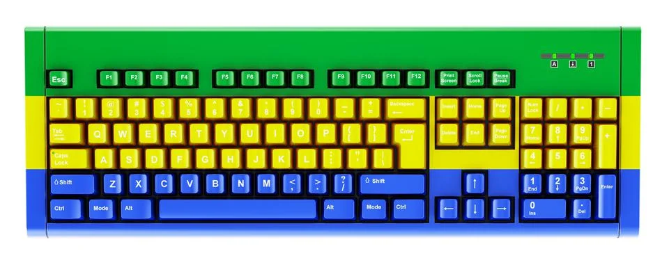 Gabonese flag painted on computer keyboard. 3D rendering Stock Illustration