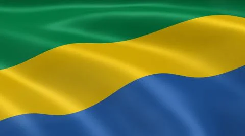 Gabonese flag in the wind Fotos Stock