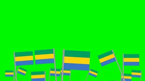 Gabonese republic flag on green screen Stock Footage 199911643
