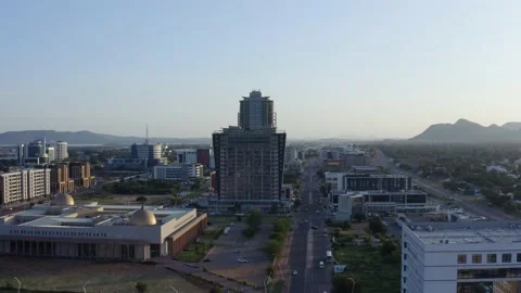 Gaborone, Botswana CBD Drone Video 01 Stock Footage