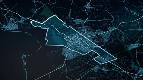 Gaborone Botswana Glowing Digital Map Animation 4K Video stock 338036425