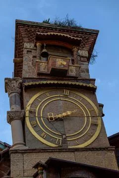 Gabriadze leaning clock tower in Old Town of Tbilisi, Georgia Stock Photos