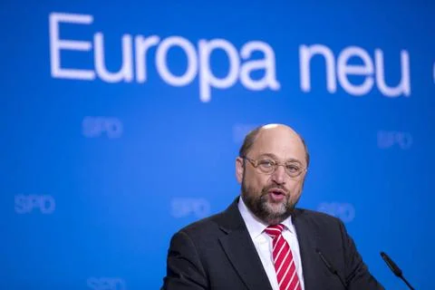  Gabriel (SPD Chef) and Schulz ( President of the European Parliament) at ... Stock-Fotos