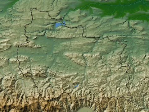 Gabrovo, Bulgaria. Colored elevation map with lakes and rivers Stock Illustration