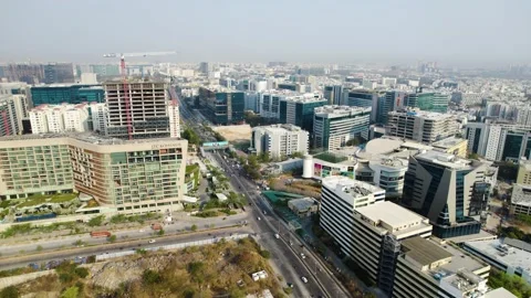 Gachibowli hyderabad areal drone shot of buildings and roads daytime 4k 30p Stock Footage 234943942