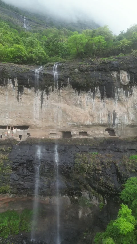 Gadad Waterfall Drone View Stock Footage 247012497