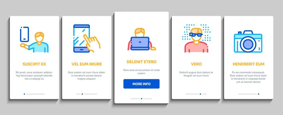 Gadget And Device Onboarding Elements Icons Set Vector Stock Illustration