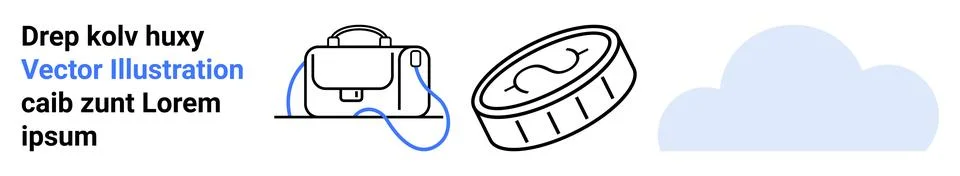 Gadget Bag, Stopwatch, and Cloud Graphics for Multipurpose Use Stock Illustration