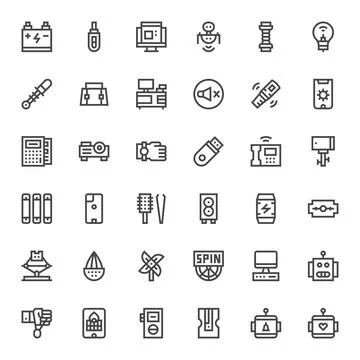 Gadget Comprehensive Vector Bundle with 36 Detail Enhanced Bold Line 256x25.. Stock-Illustration
