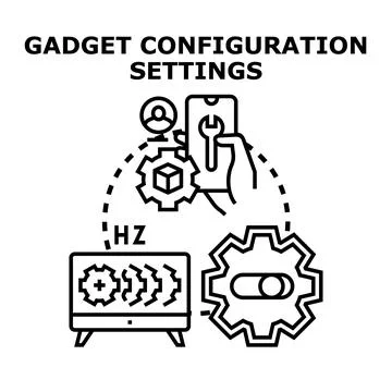 Gadget configuration settings and device setup options Stockillustratie