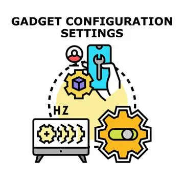 Gadget configuration settings and device setup options Illustrazione stock
