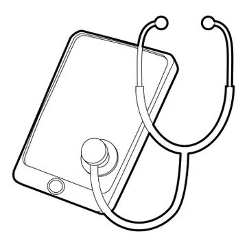 Gadget in diagnostic process icon, outline style Stock Illustration