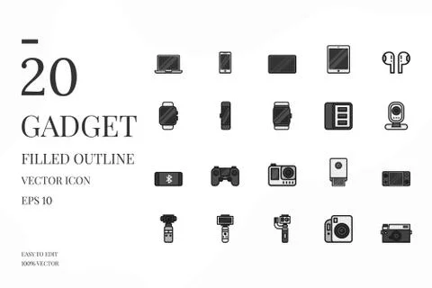 Gadget Filled Outline Stock Illustration