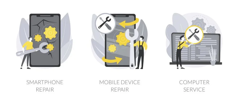 Gadget fixing abstract concept vector illustrations. Stock Illustration