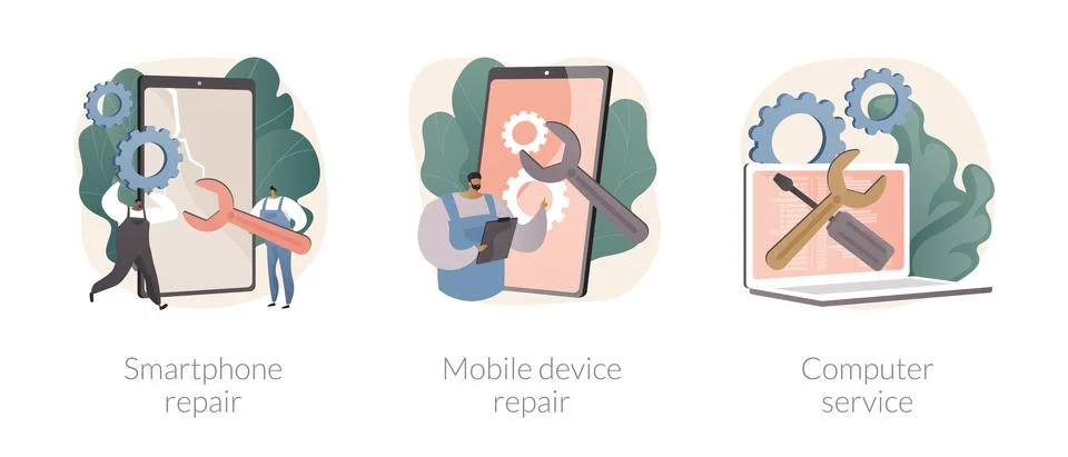 Gadget fixing abstract concept vector illustrations. Stock Illustration