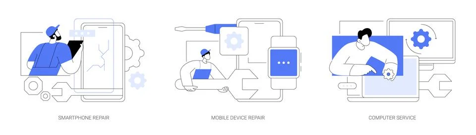 Gadget fixing abstract concept vector illustrations. Stock Illustration