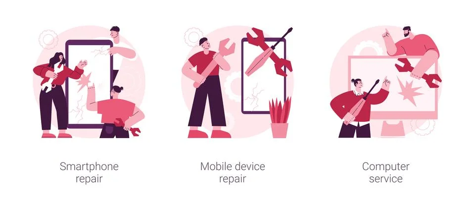 Gadget fixing abstract concept vector illustrations. Stock Illustration