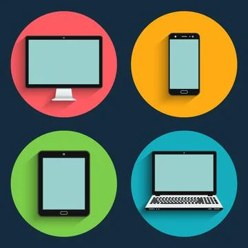 Gadget flat icons. Mobile devices. Illustrazione stock