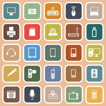 Gadget flat icons on orange background Stock Illustration