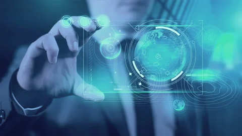 Gadget of the future with information about the planet and geolocation. 库存影片 149686917