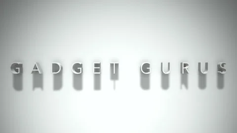 Gadget gurus 3D title animation white text on a white background Stock Footage 299701784