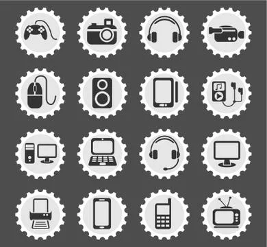 Gadget icon set Illustrazione stock