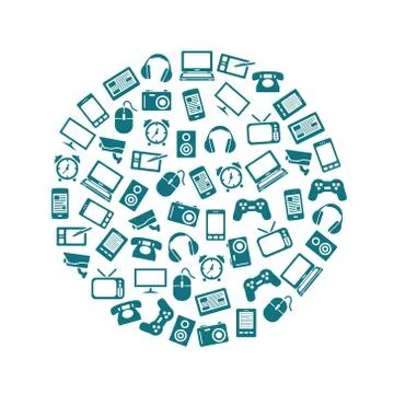 Gadget icons in circle Stock Illustration