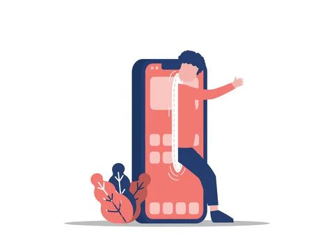 Gadget with man Stock Illustration