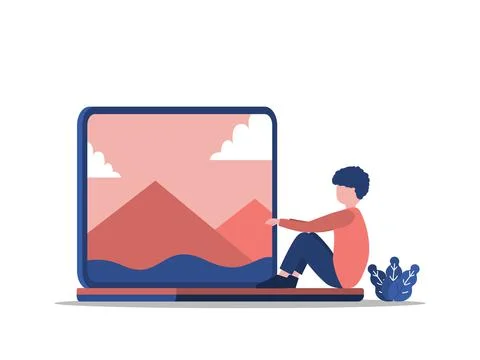 Gadget with man Stock Illustration