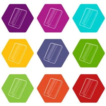 Gadget matrix screen deffect icons set 9 vector Stock Illustration