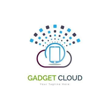 Gadget Mobile Cloud data storage modern logo Stock Illustration
