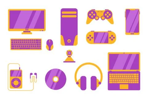 Gadget object electronic tools with various objects - vector illustration Stock Illustration