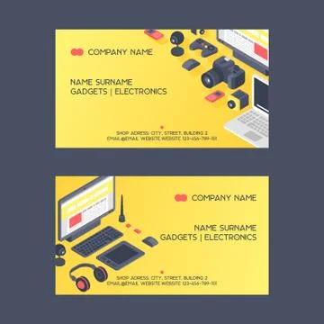Gadget pattern vector business card digital device with display of laptop tablet Stock Illustration