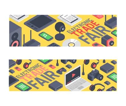 Gadget pattern vector digital device with display of laptop tablet camera Stock Illustration