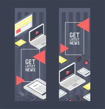 Gadget pattern vector digital device with display of laptop tablet camera Stock Illustration