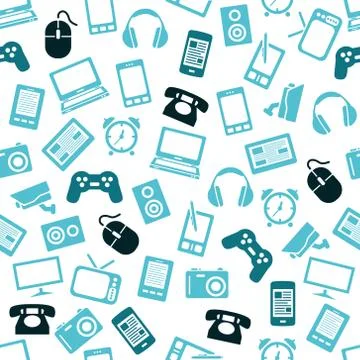 Gadget seamless pattern Stock Illustration