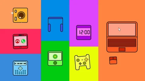 Gadget Square Icons Loop Видео 91146625