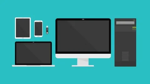 Gadget technology collection with flat style Stock Illustration