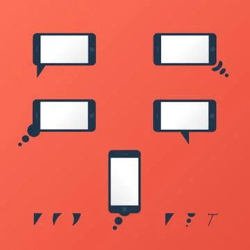 Gadget Vector smartphone empty speech bubbles red Stock Illustration