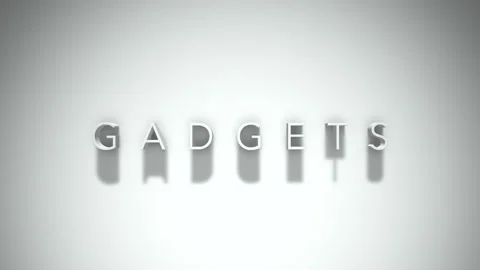 Gadgets 3D title animation with shadows on a white background Stock Footage 296000730