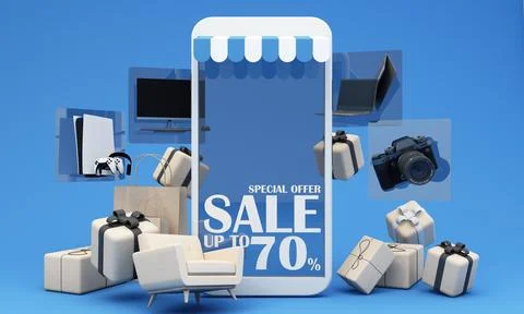 Gadgets and accessories play console with pc and laptop promotion discount wi Illustrazione stock
