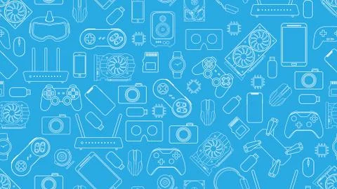 Gadgets and devices pattern collection Stock Illustration
