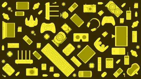 Gadgets and devices pattern collection Stock Illustration