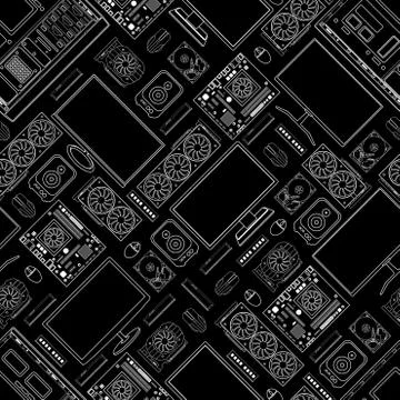 Gadgets and devices pattern collection Stock Illustration