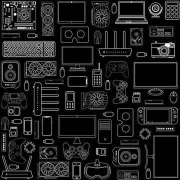 Gadgets and devices pattern collection Stock Illustration