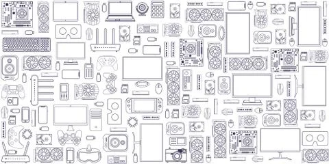 Gadgets and devices pattern collection Stock Illustration