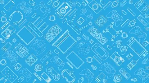 Gadgets and devices pattern collection Stock Illustration